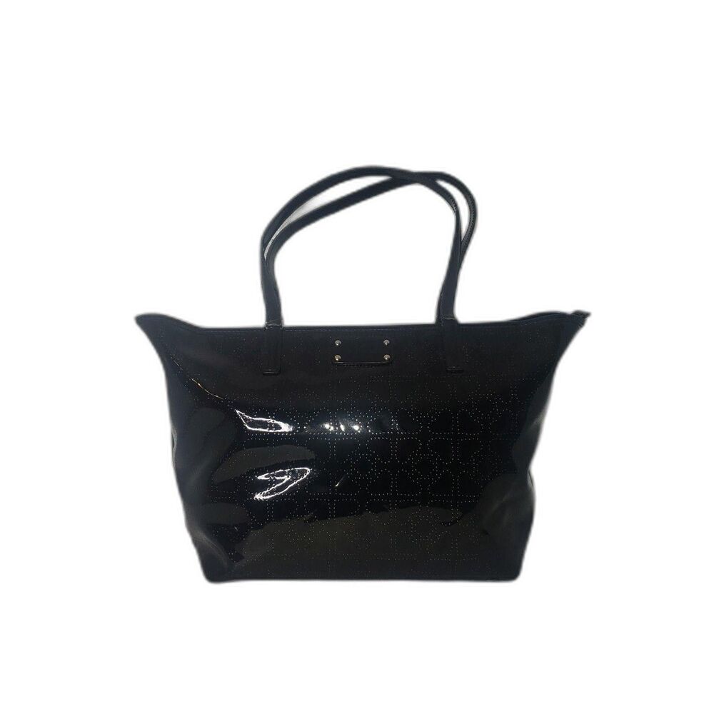 Kate Spade Tote Bag Womens Large Patent PVC Shoulder Purse Studded Zip
